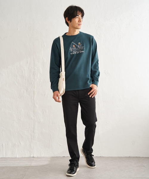 ikka(イッカ)の「ポンチ刺繍ロンT(Tシャツ/カットソー・メンズ・グリーン/ホワイト/ネイビー/グレー・XL/L/M/S)」の12枚目の写真