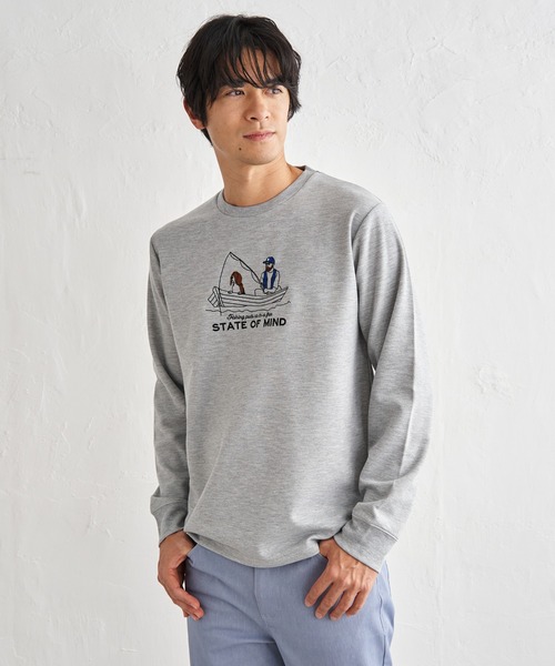 ikka(イッカ)の「ポンチ刺繍ロンT(Tシャツ/カットソー・メンズ・グリーン/ホワイト/ネイビー/グレー・XL/L/M/S)」の8枚目の写真