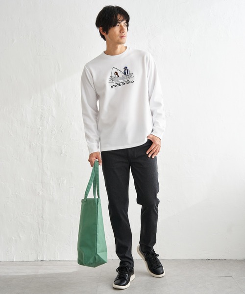 ikka(イッカ)の「ポンチ刺繍ロンT(Tシャツ/カットソー・メンズ・グリーン/ホワイト/ネイビー/グレー・XL/L/M/S)」の6枚目の写真