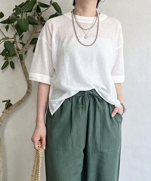 un dix cors(アンディコール)の「カラミ風メッシュプルオーバー(Tシャツ/カットソー・レディース・ブラック/アイボリー/モカ・FREE)」の1枚目の写真
