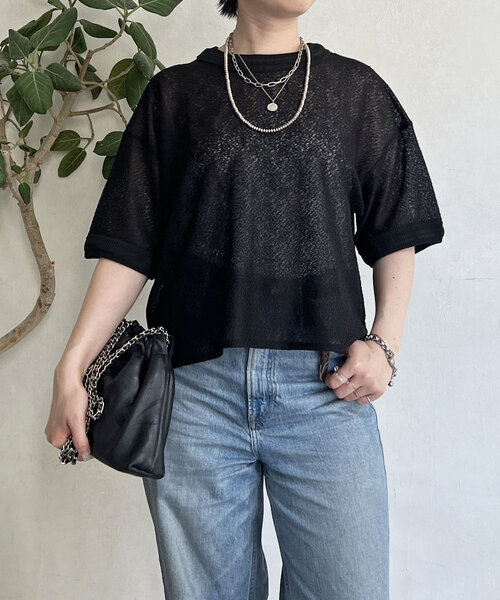 un dix cors(アンディコール)の「カラミ風メッシュプルオーバー(Tシャツ/カットソー・レディース・ブラック/アイボリー/モカ・FREE)」の7枚目の写真