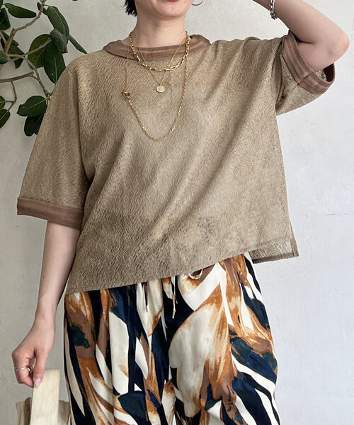 un dix cors(アンディコール)の「カラミ風メッシュプルオーバー(Tシャツ/カットソー・レディース・ブラック/アイボリー/モカ・FREE)」の10枚目の写真