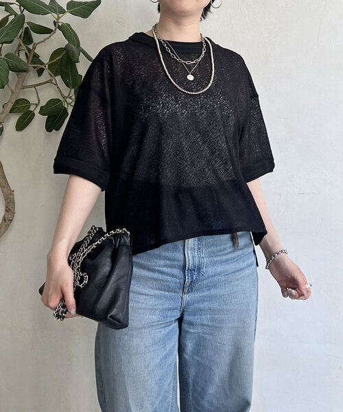 un dix cors(アンディコール)の「カラミ風メッシュプルオーバー(Tシャツ/カットソー・レディース・ブラック/アイボリー/モカ・FREE)」の20枚目の写真
