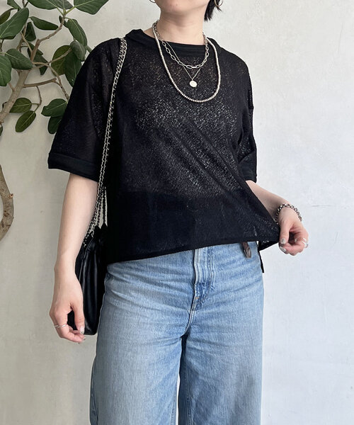 un dix cors(アンディコール)の「カラミ風メッシュプルオーバー(Tシャツ/カットソー・レディース・ブラック/アイボリー/モカ・FREE)」の21枚目の写真