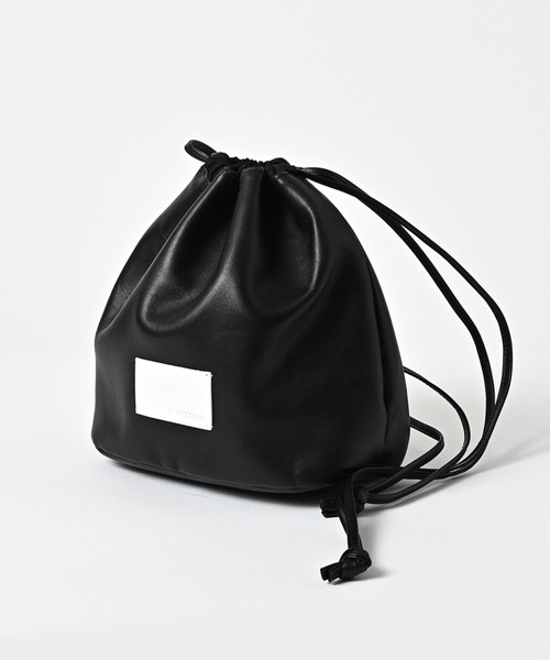 ADAM PATEK(アダムパテック)の「【ADAMPATEK/アダムパテック】water repellent leather drawstring bag/撥水レザーミニ巾着バッグ(ショルダーバッグ・レディース・ブラック・FREE)」の1枚目の写真