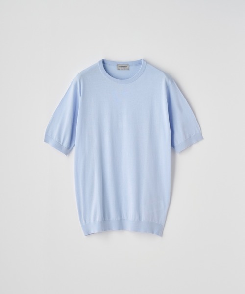 JOHN SMEDLEY(ジョンスメドレー)の「半袖コットンニットTシャツ(ニット/セーター・メンズ・ブルー系1・S/M/L/XL)」の1枚目の写真