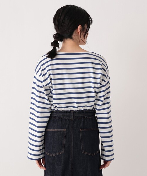 Afternoon Tea(アフタヌーンティー)の「MON JOURNALタイポグラフィープリントボーダープルオーバー(Tシャツ/カットソー・レディース・ブルー・MEDIUM)」の2枚目の写真