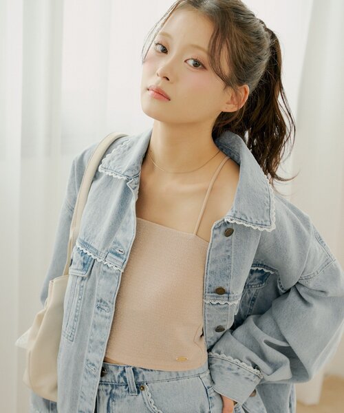 Chico（チコ）の「カップ付きラメベアキャミ（キャミソール・レディース・ベージュ/アイボリー/ブラック/ピンク・SMALL/MEDIUM）」の3枚目の写真
