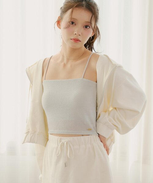 Chico（チコ）の「カップ付きラメベアキャミ（キャミソール・レディース・ベージュ/アイボリー/ブラック/ピンク・SMALL/MEDIUM）」の8枚目の写真
