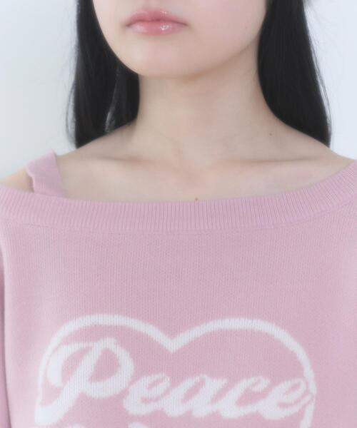 WEGO（ウィゴー）の「WEGO/【26年春夏新作】ハートワンショルニット（ニット/セーター・レディース・ホワイト/ピンク・FREE）」の7枚目の写真