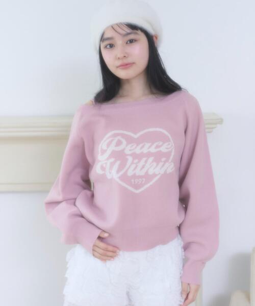 WEGO（ウィゴー）の「WEGO/【26年春夏新作】ハートワンショルニット（ニット/セーター・レディース・ホワイト/ピンク・FREE）」の15枚目の写真