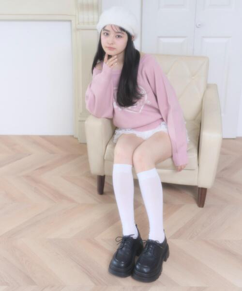 WEGO（ウィゴー）の「WEGO/【26年春夏新作】ハートワンショルニット（ニット/セーター・レディース・ホワイト/ピンク・FREE）」の16枚目の写真