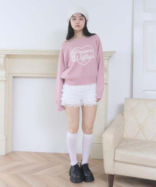 WEGO（ウィゴー）の「WEGO/【26年春夏新作】ハートワンショルニット（ニット/セーター・レディース・ホワイト/ピンク・FREE）」の17枚目の写真