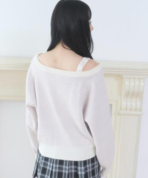 WEGO（ウィゴー）の「WEGO/【26年春夏新作】ハートワンショルニット（ニット/セーター・レディース・ホワイト/ピンク・FREE）」の9枚目の写真