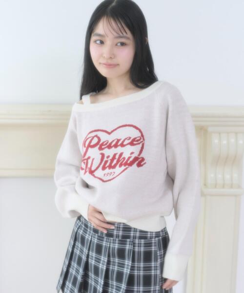 WEGO（ウィゴー）の「WEGO/【26年春夏新作】ハートワンショルニット（ニット/セーター・レディース・ホワイト/ピンク・FREE）」の11枚目の写真