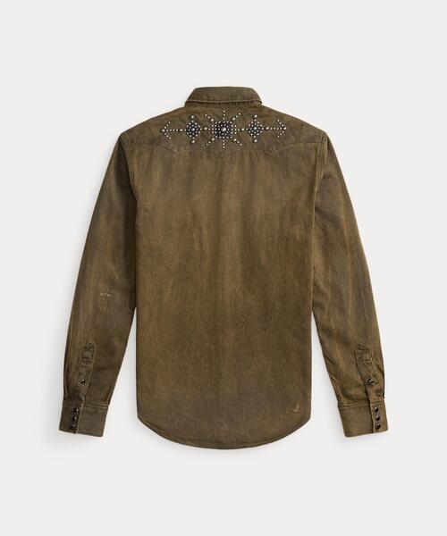 RRL（ダブル アール エル）の「スリム フィット スタデッド デニム ウエスタン シャツ（デニムジャケット・メンズ・ブラウン・XS/XL/L/M/S/XXL）」の9枚目の写真
