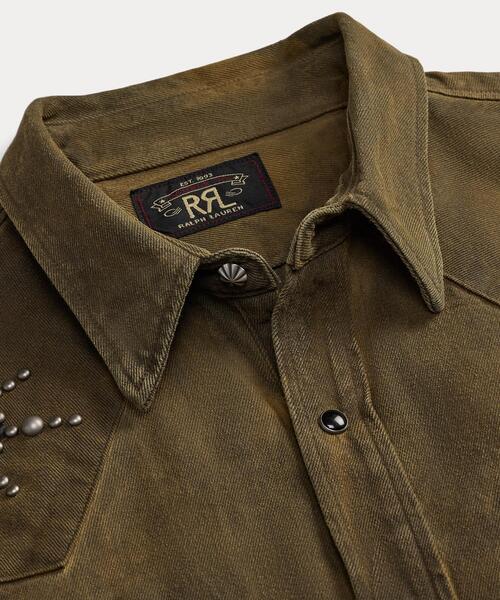 RRL（ダブル アール エル）の「スリム フィット スタデッド デニム ウエスタン シャツ（デニムジャケット・メンズ・ブラウン・XS/XL/L/M/S/XXL）」の6枚目の写真