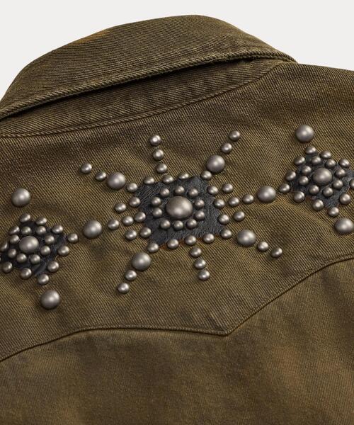 RRL（ダブル アール エル）の「スリム フィット スタデッド デニム ウエスタン シャツ（デニムジャケット・メンズ・ブラウン・XS/XL/L/M/S/XXL）」の5枚目の写真