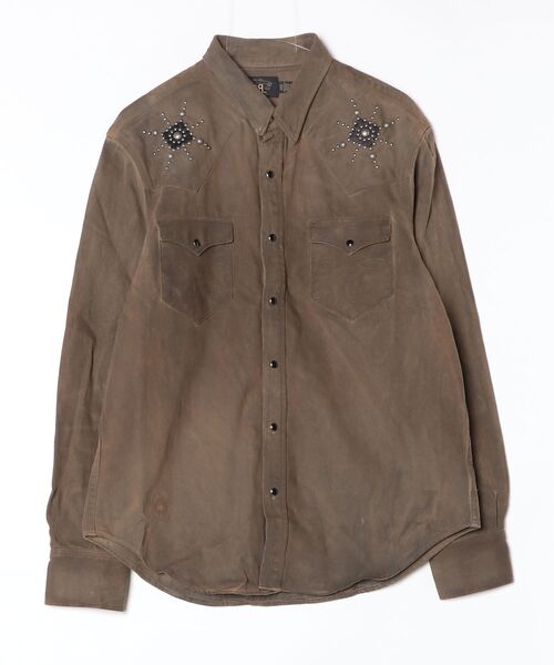 RRL（ダブル アール エル）の「スリム フィット スタデッド デニム ウエスタン シャツ（デニムジャケット・メンズ・ブラウン・XS/XL/L/M/S/XXL）」の3枚目の写真
