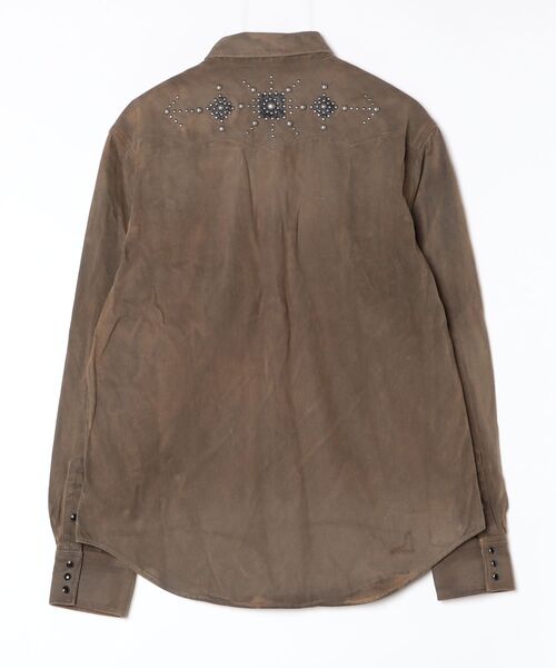 RRL（ダブル アール エル）の「スリム フィット スタデッド デニム ウエスタン シャツ（デニムジャケット・メンズ・ブラウン・XS/XL/L/M/S/XXL）」の2枚目の写真