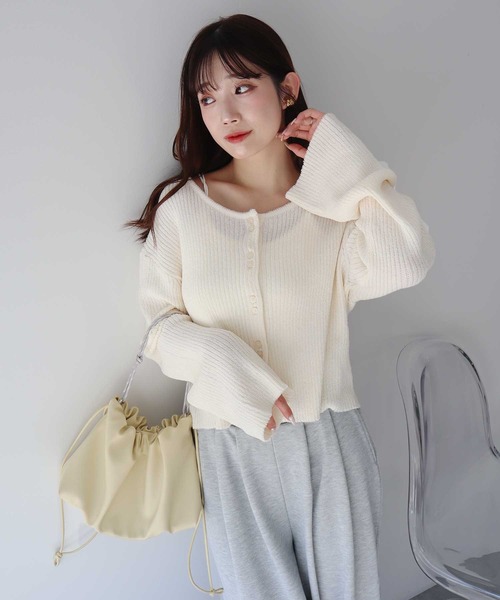 earth music&ecology（アースミュージックアンドエコロジー）の「マルチWAY巾着バッグ（ハンドバッグ・レディース・イエロー/アイボリー/ブラック・FREE）」の4枚目の写真