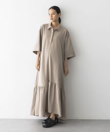 GARAGE OF GOOD CLOTHING | ストライプアシンメトリー７分袖ワンピース(ワンピース)