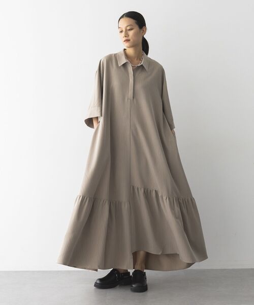 GARAGE OF GOOD CLOTHING(ガレージオブグッドクロージング)の「ストライプアシンメトリー7分袖ワンピース(ワンピース・レディース・ベージュ系その他2・36)」の3枚目の写真