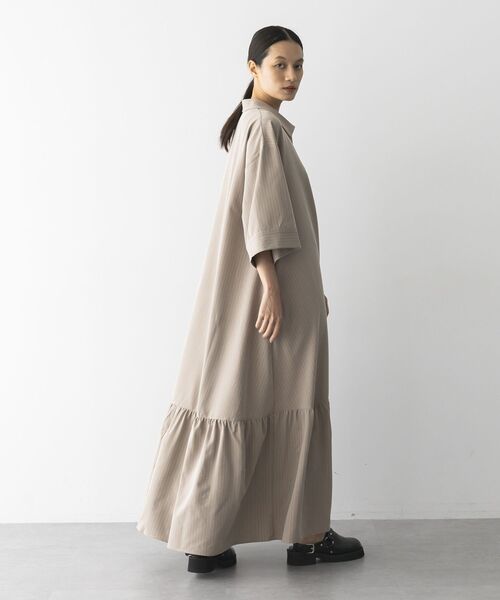 GARAGE OF GOOD CLOTHING(ガレージオブグッドクロージング)の「ストライプアシンメトリー7分袖ワンピース(ワンピース・レディース・ベージュ系その他2・36)」の4枚目の写真