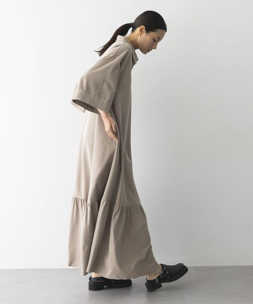 GARAGE OF GOOD CLOTHING(ガレージオブグッドクロージング)の「ストライプアシンメトリー7分袖ワンピース(ワンピース・レディース・ベージュ系その他2・36)」の5枚目の写真