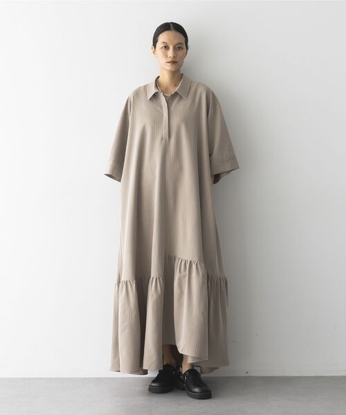 GARAGE OF GOOD CLOTHING(ガレージオブグッドクロージング)の「ストライプアシンメトリー7分袖ワンピース(ワンピース・レディース・ベージュ系その他2・36)」の8枚目の写真