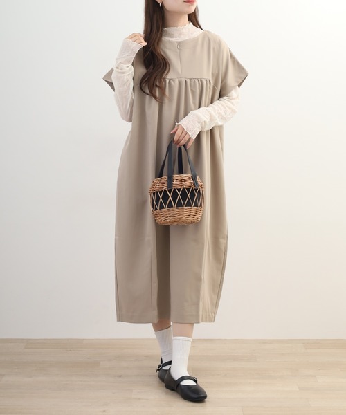 セール】comoely closet コクーンが揺れるジャンパードレス 半袖