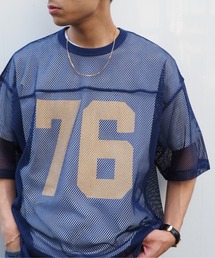 メッシュ プリント Tシャツ【ワイドショートフィット】