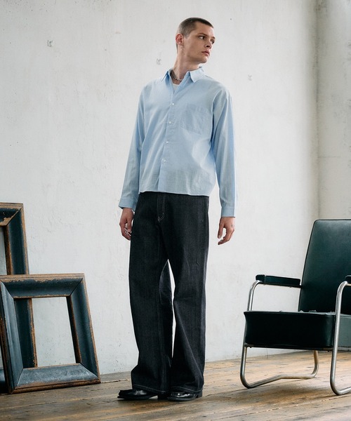 Regen Glanz(レーゲングランツ)の「textured urban cropped shirt / テクスチャーアーバンクロップドシャツ(シャツ/ブラウス・メンズ・グレイッシュベージュ/ブルー/スモークピンク・SMALL/LARGE/MEDIUM)」の22枚目の写真