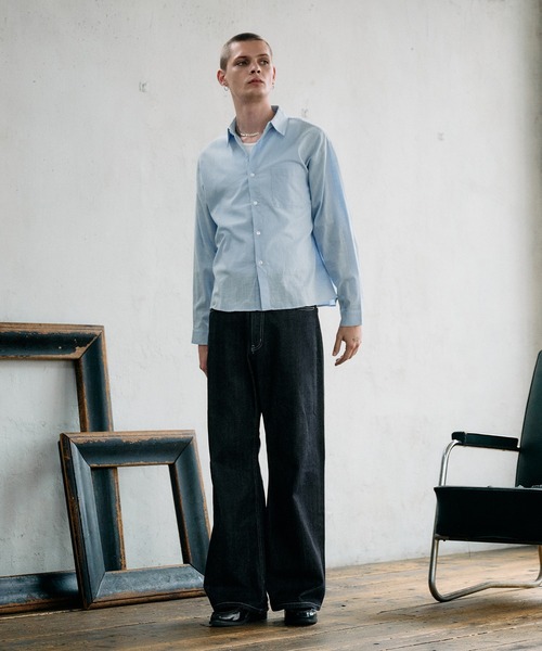 Regen Glanz(レーゲングランツ)の「textured urban cropped shirt / テクスチャーアーバンクロップドシャツ(シャツ/ブラウス・メンズ・グレイッシュベージュ/ブルー/スモークピンク・SMALL/LARGE/MEDIUM)」の20枚目の写真