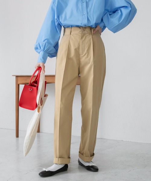 BONLECILL（ボンルシール）の「センタープレスタックチノパンツ（チノパンツ・レディース・ベージュ・M/S/L）」の2枚目の写真
