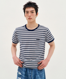 PROCESS（プロセス）の「Stripe Short-Sleeve Ringer Tee - Navy（Tシャツ/カットソー）」