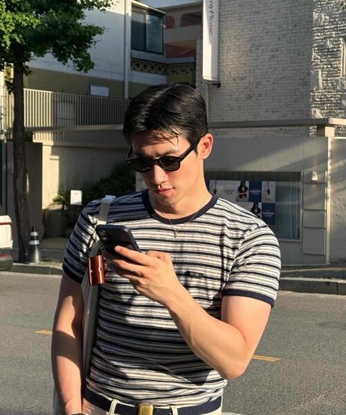 PROCESS（プロセス）の「Stripe Short-Sleeve Ringer Tee - Navy（Tシャツ/カットソー・メンズ・ネイビー・FREE）」の5枚目の写真