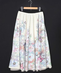 iS ScoLar | 561217:花柄布帛×ラメ入りストライプ柄 リバーシブルスカート(スカート)