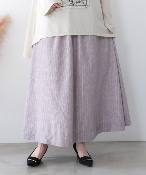 iS ScoLar(イズスカラー)の「561217:花柄布帛×ラメ入りストライプ柄 リバーシブルスカート(スカート・レディース・アイボリー/ブラック・M)」の14枚目の写真