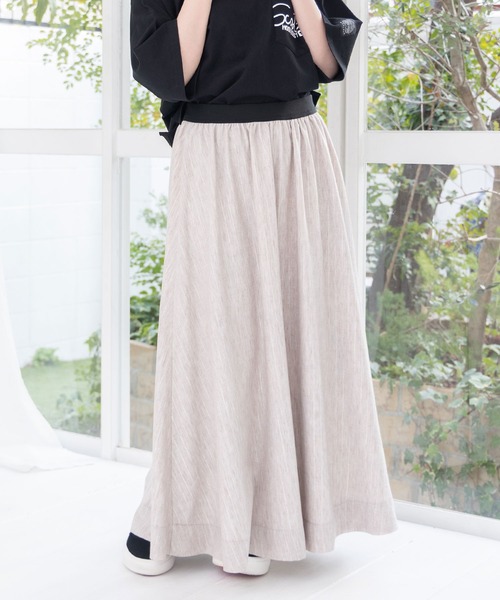 iS ScoLar(イズスカラー)の「561217:花柄布帛×ラメ入りストライプ柄 リバーシブルスカート(スカート・レディース・アイボリー/ブラック・M)」の21枚目の写真