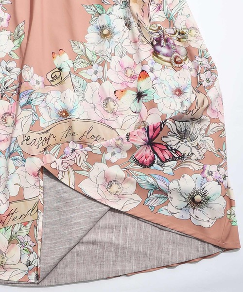 iS ScoLar(イズスカラー)の「561217:花柄布帛×ラメ入りストライプ柄 リバーシブルスカート(スカート・レディース・アイボリー/ブラック・M)」の5枚目の写真