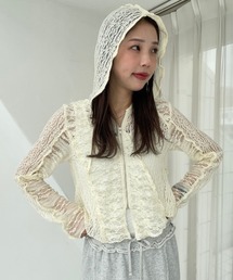 JEANASIS（ジーナシス）の「バイアスパッチワークレースフーディ/660218（パーカー）」