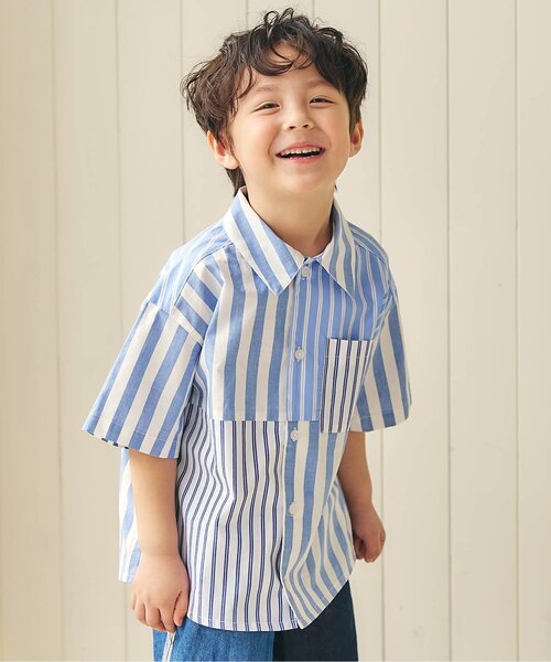 apres les cours（アプレレクール）の「【リンク】ストライプ・チェックシャツ（シャツ/ブラウス・キッズ・チェック/ストライプ・110/100/90/80/130/120）」の2枚目の写真