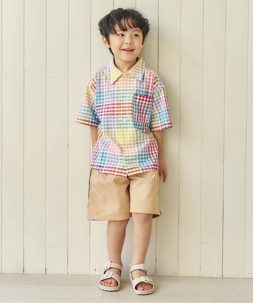 apres les cours（アプレレクール）の「【リンク】ストライプ・チェックシャツ（シャツ/ブラウス・キッズ・チェック/ストライプ・110/100/90/80/130/120）」の3枚目の写真