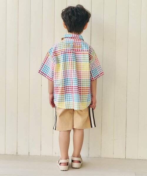 apres les cours（アプレレクール）の「【リンク】ストライプ・チェックシャツ（シャツ/ブラウス・キッズ・チェック/ストライプ・110/100/90/80/130/120）」の4枚目の写真