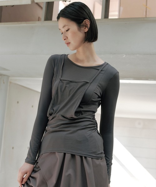 TELOPLAN(テーロプラン)の「【TELOPLAN】26SS新作 Hoca Jersey Top / ホカジャージートップ(Tシャツ/カットソー・レディース・ホワイト/グレー/ブラック・ONE SIZE)」の1枚目の写真