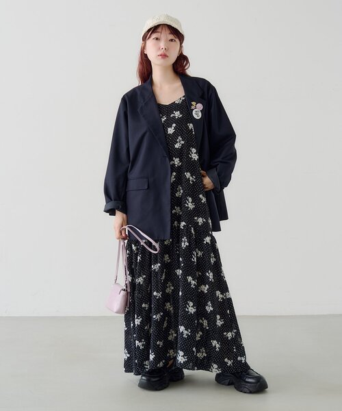 Kastane(カスタネ)の「【WEB先行/2サイズ展開/低身長サイズ】ドットフラワーキャミワンピース(ワンピース・レディース・ブラック/アイボリー・0/1)」の12枚目の写真