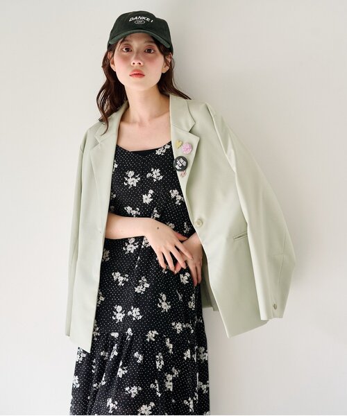 Kastane(カスタネ)の「【WEB先行/2サイズ展開/低身長サイズ】ドットフラワーキャミワンピース(ワンピース・レディース・ブラック/アイボリー・0/1)」の2枚目の写真