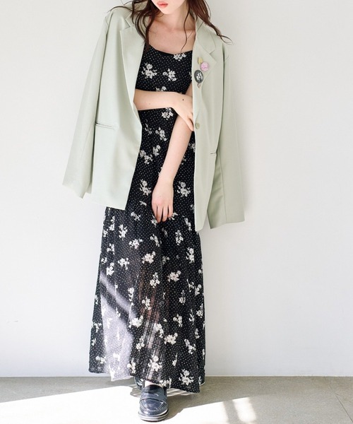 Kastane(カスタネ)の「【WEB先行/2サイズ展開/低身長サイズ】ドットフラワーキャミワンピース(ワンピース・レディース・ブラック/アイボリー・0/1)」の6枚目の写真