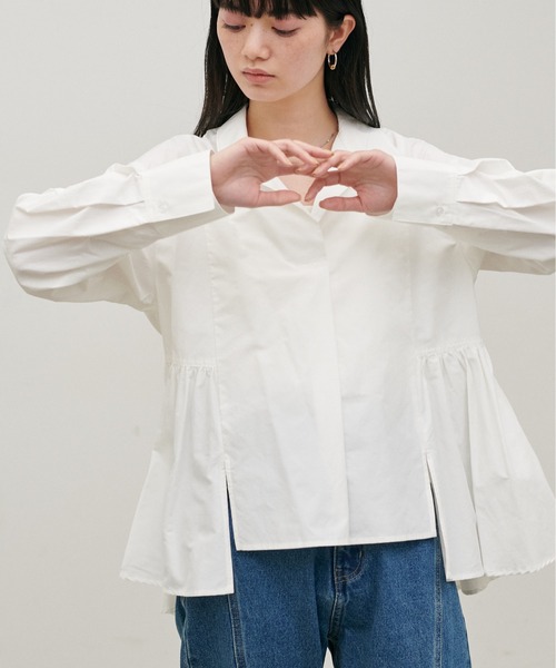 LARUTA（ラルータ）の「【LARUTA】[Web限定]裾フレアブロードブラウス（シャツ/ブラウス・レディース・グリーン系その他/ネイビー/オフホワイト・MEDIUM）」の20枚目の写真